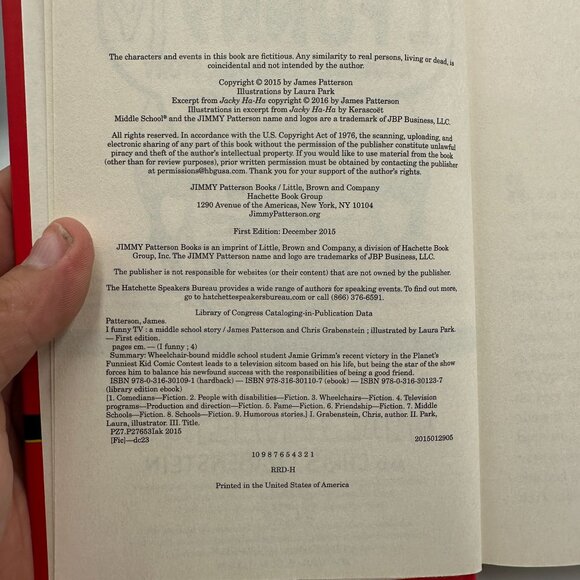 I Funny TV: A Middle School Story By James Patterson 1st Edition Hardcover 2015 - Picture 3 of 3